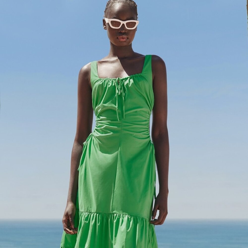 ASTR the Label - Bridget Dress, green midi with cutouts and keyhole